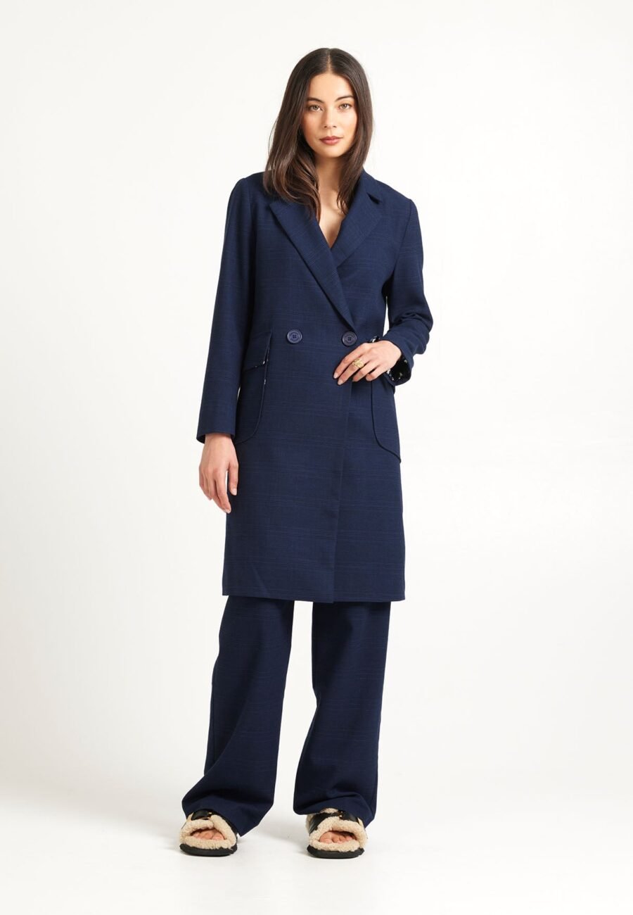 Twiggy Coat | Navy Plaid